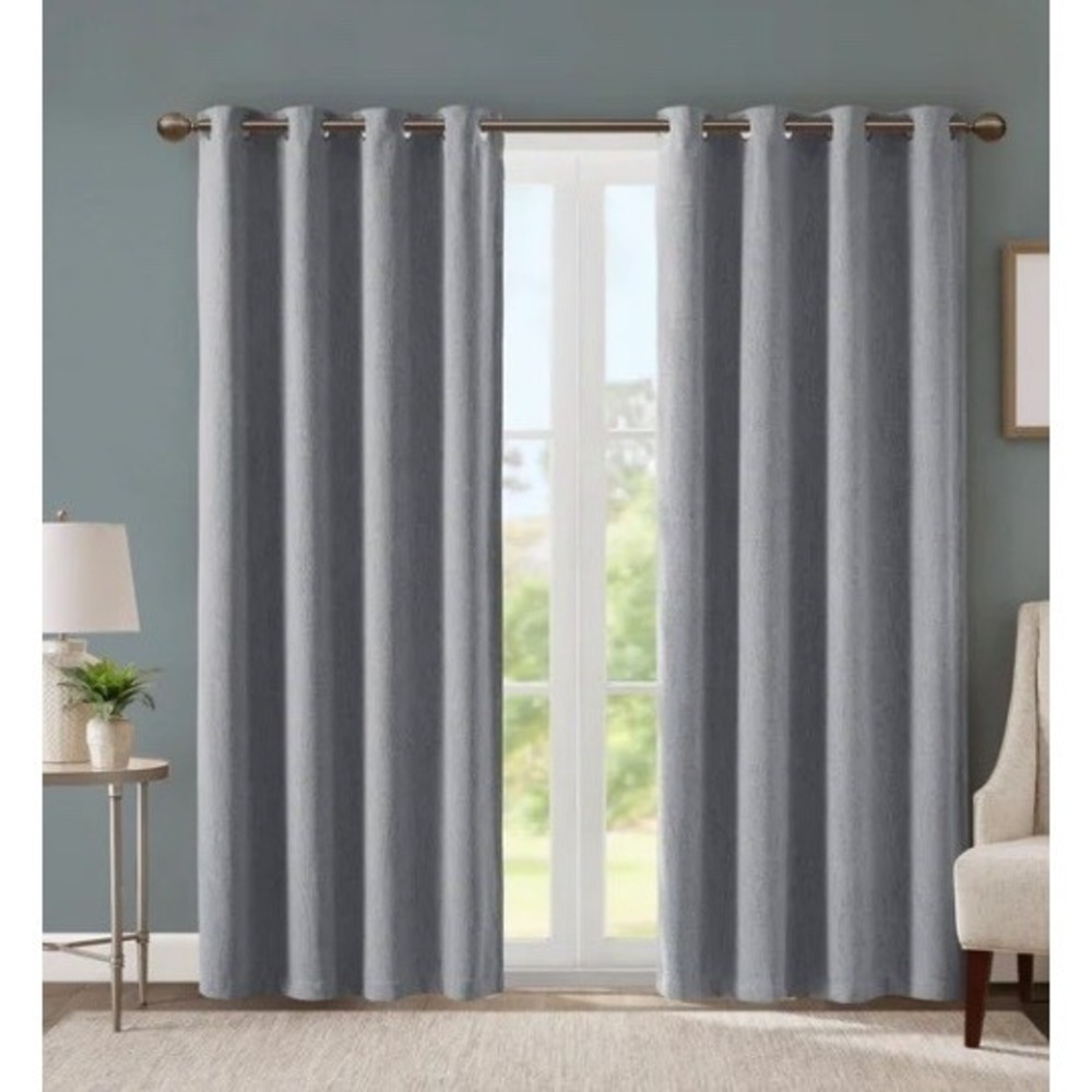 SunSmart Total Blackout Lined Panel Pair with Grommets, Silver Gray  52" x 84"